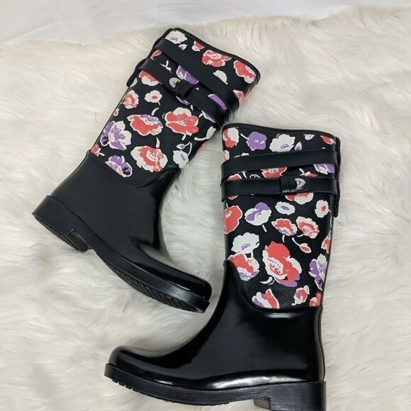 COACH Q8010 TRISHA II Black and Floral Canvas Rubb - Picture 8 of 8